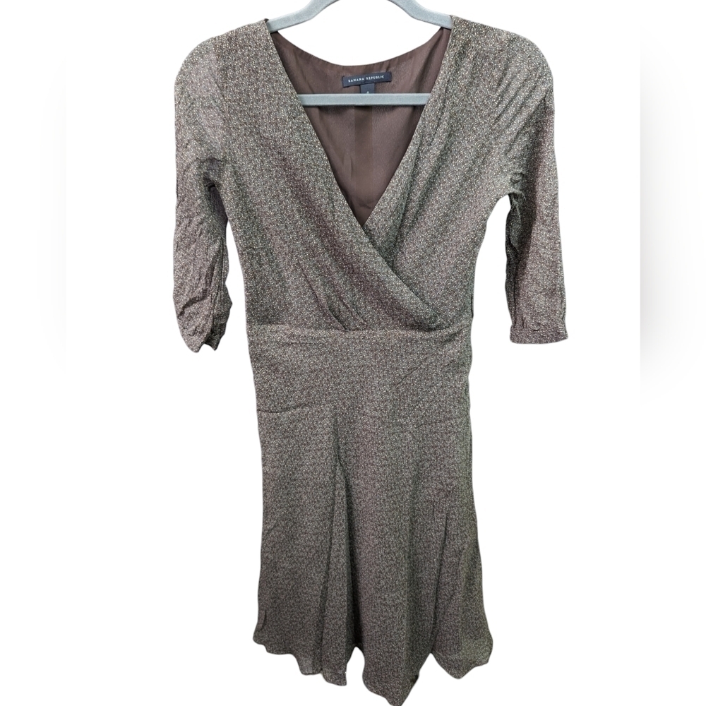 Banana Republic Silk V Neck Dress Sz 0